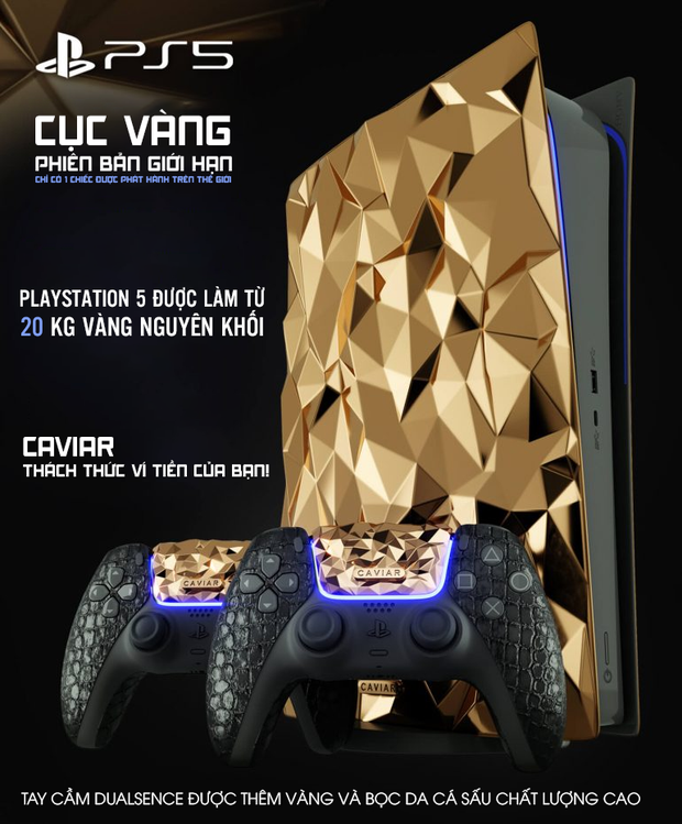 Hết iPhone 12, đến lượt máy chơi game PlayStation 5 được hãng độ siêu cấp vip Pro Caviar phủ 20kg vàng nguyên khối - Ảnh 2.