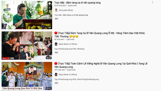 Ngựa quen đường cũ: Hết đăng video giả về đám tang cố nghệ sĩ Chí Tài, nhiều kênh YouTube tiếp tục câu view với nội dung Trực tiếp đám tang ca sĩ Vân Quang Long - Ảnh 2.