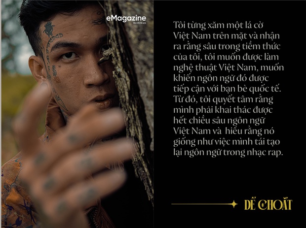 Dế Choắt lý giải ý nghĩa hình xăm lá cờ Việt Nam trên mặt, muốn đưa ngôn ngữ Việt tiếp cận quốc tế thông qua rap - Ảnh 3.