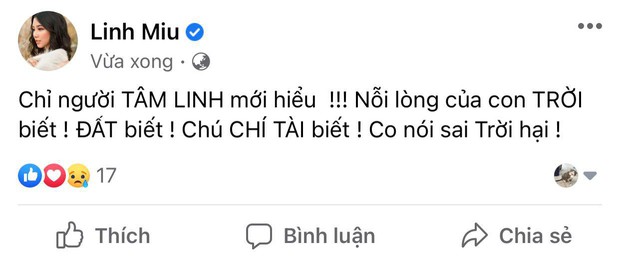 Fanpage Linh Miu đăng status mong NS Chí Tài yên nghỉ theo cách không thể hiểu nổi: Con chúc mừng chú về với trời - Ảnh 3.