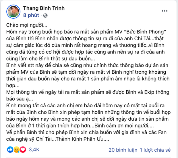 Trịnh Thăng Bình, AMEE quyết định dời ngày công chiếu sản phẩm âm nhạc, bày tỏ tiếc thương trước sự ra đi của nghệ sĩ Chí Tài - Ảnh 3.