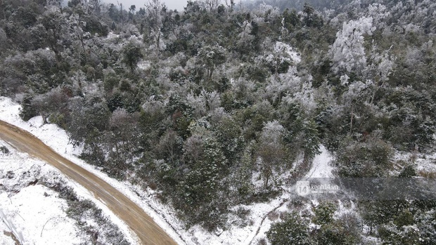 Ảnh nhìn từ trên cao: Y Tý chìm trong băng giá, mưa tuyết mờ ảo của cái lạnh âm 2 độ C, một số hoa màu tài sản của người dân bị thiệt hại - Ảnh 12.
