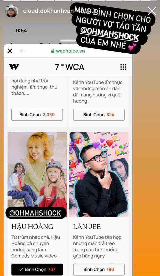 Cổng bình chọn WeChoice Awards 2020 vừa mở, dân tình đã kêu gọi vote ào ào tưng bừng trên MXH - Ảnh 5. Cổng bình chọn WeChoice Awards 2020 vừa mở, dân tình đã kêu gọi vote ào ào tưng bừng trên MXH - Ảnh 5.