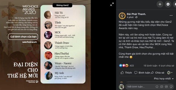 Cổng bình chọn WeChoice Awards 2020 vừa mở, dân tình đã kêu gọi vote ào ào tưng bừng trên MXH - Ảnh 15. Cổng bình chọn WeChoice Awards 2020 vừa mở, dân tình đã kêu gọi vote ào ào tưng bừng trên MXH - Ảnh 15.