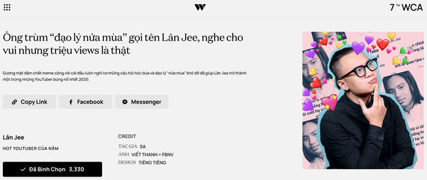 Dàn hot YouTuber tranh vote tại WeChoice: Hậu Hoàng đối đầu Thiên An, Jenny Huỳnh đua với “tiền bối” Ẩm Thực Mẹ Làm - Ảnh 14. Dàn hot YouTuber tranh vote tại WeChoice: Hậu Hoàng đối đầu Thiên An, Jenny Huỳnh đua với “tiền bối” Ẩm Thực Mẹ Làm - Ảnh 14.