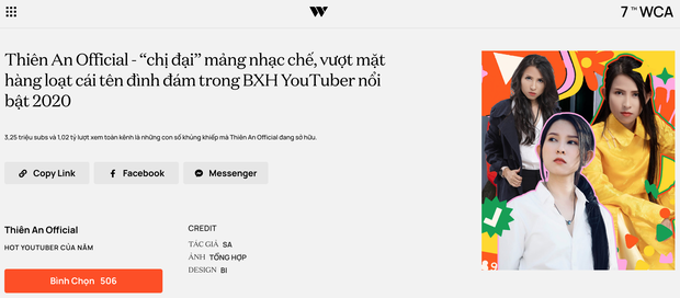 Dàn hot YouTuber tranh vote tại WeChoice: Hậu Hoàng đối đầu Thiên An, Jenny Huỳnh đua với “tiền bối” Ẩm Thực Mẹ Làm - Ảnh 17. Dàn hot YouTuber tranh vote tại WeChoice: Hậu Hoàng đối đầu Thiên An, Jenny Huỳnh đua với “tiền bối” Ẩm Thực Mẹ Làm - Ảnh 17.