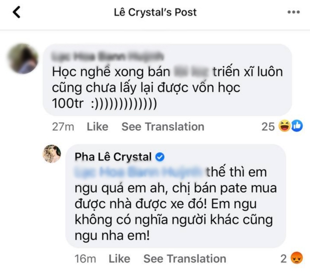 Pha Lê gay gắt lên tiếng khi bị chỉ trích nặng nề vì hét mức học phí làm pate 100 triệu đồng: Chị bán pate mua được nhà được xe đó! - Ảnh 2. Pha Lê gay gắt lên tiếng khi bị chỉ trích nặng nề vì hét mức học phí làm pate 100 triệu đồng: Chị bán pate mua được nhà được xe đó! - Ảnh 2.
