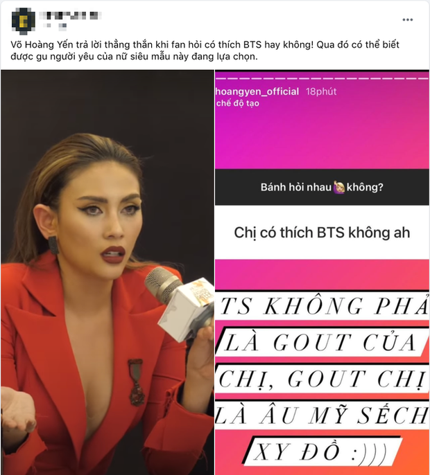 Võ Hoàng Yến thẳng thắn nói BTS không phải gout chị: Bất ngờ được ARMY bênh vực, netizen còn khen ngợi vì thẳng thắn! - Ảnh 4. Võ Hoàng Yến thẳng thắn nói BTS không phải gout chị: Bất ngờ được ARMY bênh vực, netizen còn khen ngợi vì thẳng thắn! - Ảnh 4.