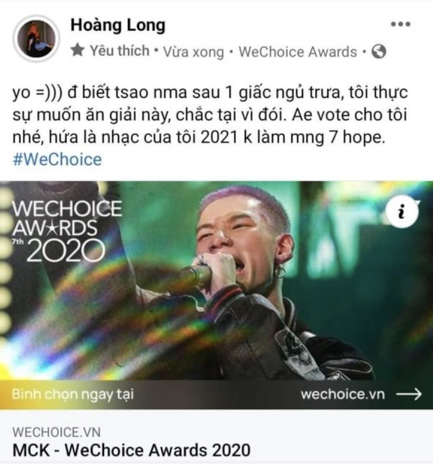 Cổng bình chọn WeChoice Awards 2020 vừa mở, dân tình đã kêu gọi vote ào ào tưng bừng trên MXH - Ảnh 14. Cổng bình chọn WeChoice Awards 2020 vừa mở, dân tình đã kêu gọi vote ào ào tưng bừng trên MXH - Ảnh 14.