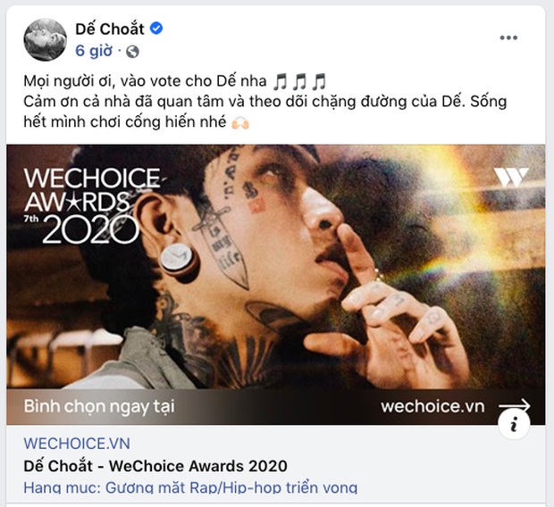 Các nghệ sĩ Việt nô nức kêu gọi bình chọn tại WeChoice Awards 2020, cuộc chiến fandom đang vô cùng gay cấn! - Ảnh 13. Các nghệ sĩ Việt nô nức kêu gọi bình chọn tại WeChoice Awards 2020, cuộc chiến fandom đang vô cùng gay cấn! - Ảnh 13.