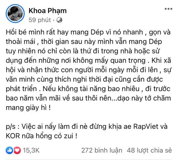 Sau track diss bảo thủ của rapper có tiếng Underground, Karik lên tiếng: Đừng khịa anh em Rap Việt và King Of Rap nữa - Ảnh 2.
