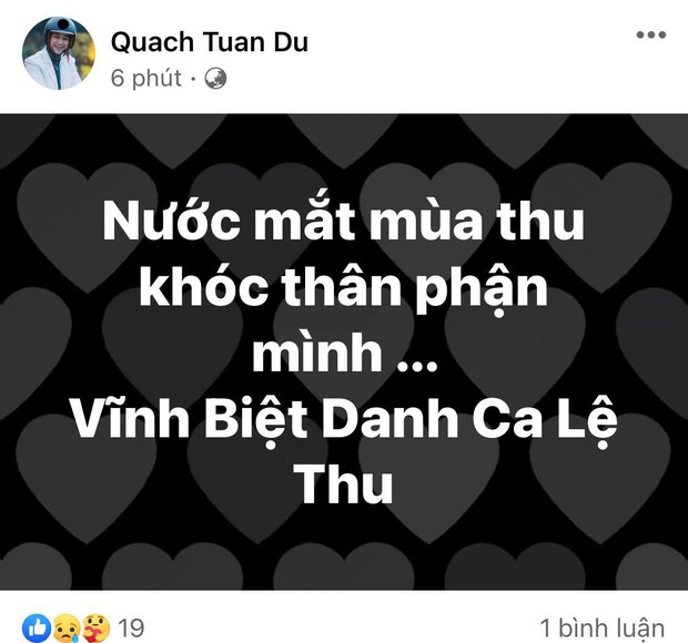 Ca sĩ Thanh Thảo, Quách Tuấn Du và dàn sao Vbiz tiếc thương khi danh ca Lệ Thu qua đời vì Covid-19 - Ảnh 6. Ca sĩ Thanh Thảo, Quách Tuấn Du và dàn sao Vbiz tiếc thương khi danh ca Lệ Thu qua đời vì Covid-19 - Ảnh 6.