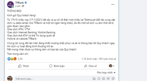 VPBank, TPBank cùng nhiều ngân hàng gặp lỗi data toàn hệ thống, người dùng hoang mang - Ảnh 4.