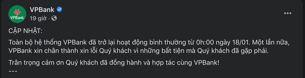 Cập nhật sự cố lỗi hệ thống ngân hàng: VPBank, TPBank thông báo đã khắc phục lỗi hệ thống, tuy nhiên người dùng thì vẫn chưa thực hiện được giao dịch - Ảnh 2.