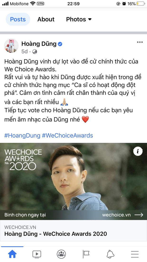 Vbiz rần rần vì WeChoice Awards 2020: Sao Việt đăng đầy newsfeed, fanpage NS Chí Tài chia sẻ đầy xúc động, Binz - Hoà Minzy gấp rút kêu gọi - Ảnh 11.