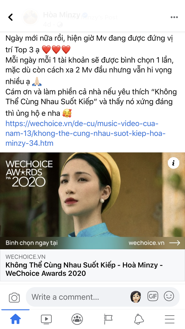 Vbiz rần rần vì WeChoice Awards 2020: Sao Việt đăng đầy newsfeed, fanpage NS Chí Tài chia sẻ đầy xúc động, Binz - Hoà Minzy gấp rút kêu gọi - Ảnh 7.