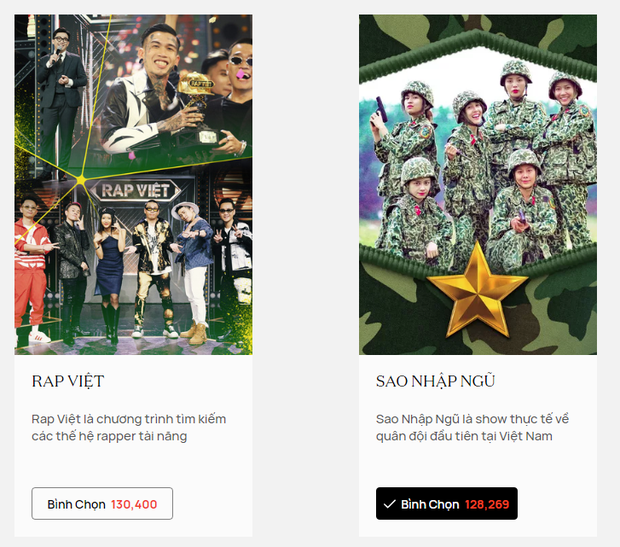 Rap Việt lấy lại vị trí dẫn đầu, fan Sao Nhập Ngũ lo lắng kêu gọi bình chọn tại WeChoice Awards 2020 - Ảnh 2. Rap Việt lấy lại vị trí dẫn đầu, fan Sao Nhập Ngũ lo lắng kêu gọi bình chọn tại WeChoice Awards 2020 - Ảnh 2.