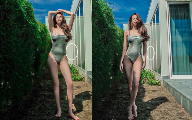 Hơn 2 tháng sau sinh, Hà Hồ đã tự tin diện monokini xẻ sâu khoe 3 vòng bốc lửa nhưng netizen lập tức phát hiện điểm bất thường ở cửa kính - Ảnh 2.