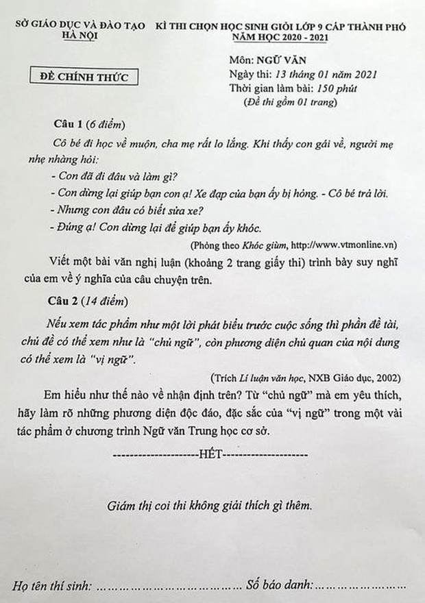 Có những đề thi khiến thí sinh làm... ra nước mắt - Ảnh 1.