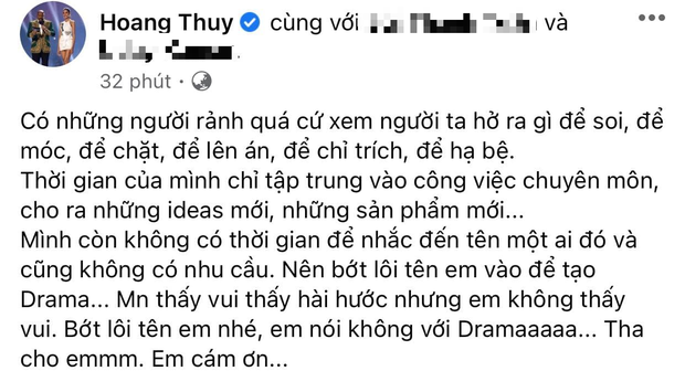 Hoàng Thùy đáp trả gay gắt khi bất ngờ bị nhắc trên show thực tế: Bớt lôi tên em vào để drama? - Ảnh 1. Hoàng Thùy đáp trả gay gắt khi bất ngờ bị nhắc trên show thực tế: Bớt lôi tên em vào để drama? - Ảnh 1.