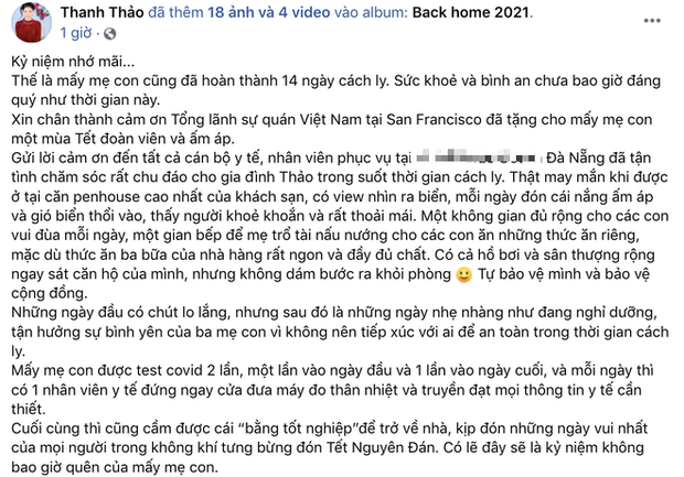 Thanh Thảo thông báo đã hoàn thành 14 ngày cách ly sau khi trở về từ Mỹ, tiết lộ về tình trạng sức khoẻ hiện tại - Ảnh 2.