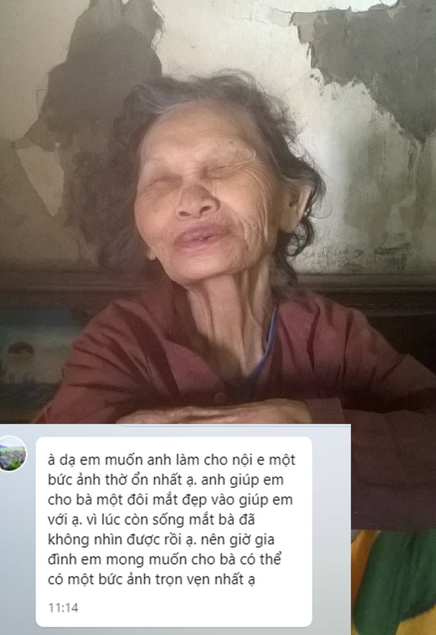 Bà nội đột ngột qua đời, cháu trai lên mạng nhờ thợ chỉnh sửa để bà có tấm ảnh thờ với đôi mắt đẹp và cái kết khiến ai cũng ấm lòng - Ảnh 2.