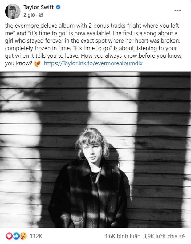 Sợ fan đói nhạc, Taylor Swift cũng ráng ra thêm 2 bài hát nữa trong album evermore cho vẹn tình với người hâm mộ - Ảnh 3. Sợ fan đói nhạc, Taylor Swift cũng ráng ra thêm 2 bài hát nữa trong album evermore cho vẹn tình với người hâm mộ - Ảnh 3.