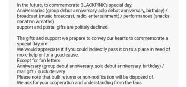 Từ hôm nay, fan đừng gửi quà cho BLACKPINK nữa! - Ảnh 2. Từ hôm nay, fan đừng gửi quà cho BLACKPINK nữa! - Ảnh 2.