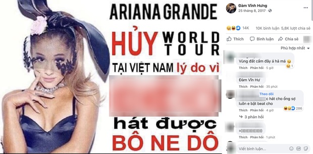 Netizen đào bức ảnh gây tranh cãi của Đàm Vĩnh Hưng: Khẳng định Ariana Grande huỷ show vì bolero, có cả từ ngữ tục tĩu - Ảnh 2.