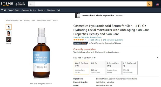 Lọ serum HA cấp ẩm siêu đỉnh, nhận về 26.000 đánh giá 5 sao trên Amazon hoá ra có giá chưa đến 300K - Ảnh 6. Lọ serum HA cấp ẩm siêu đỉnh, nhận về 26.000 đánh giá 5 sao trên Amazon hoá ra có giá chưa đến 300K - Ảnh 6.