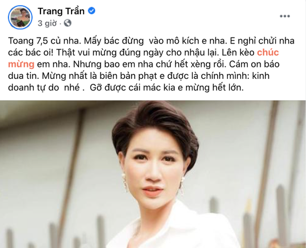 Trang Trần phản ứng sau khi bị phạt 7,5 triệu đồng: Từ giờ tôi cấm ai gọi tôi là nghệ sĩ - Ảnh 4.