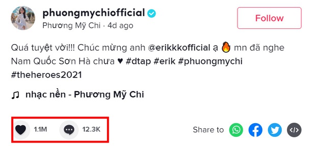 Nam Quốc Sơn Hà của Erik đạt top 1 trending, Phương Mỹ Chi mới là người chủ yếu tạo nên thành tích này? - Ảnh 6. Nam Quốc Sơn Hà của Erik đạt top 1 trending, Phương Mỹ Chi mới là người chủ yếu tạo nên thành tích này? - Ảnh 6.
