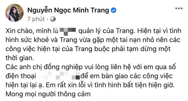 Sao nữ Vbiz vừa ly hôn gặp tai nạn tạm dừng mọi hoạt động, loạt bài đăng tiêu cực trước đó gây chú ý! - Ảnh 2. Sao nữ Vbiz vừa ly hôn gặp tai nạn tạm dừng mọi hoạt động, loạt bài đăng tiêu cực trước đó gây chú ý! - Ảnh 2.