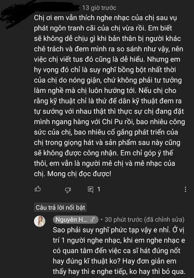Khán giả chê trách: Đang đặt ngang hàng với Chi Pu, Nguyên Hà thẳng thắn: Không phải cứ đúng kĩ thuật là hay, không đúng thì không hay - Ảnh 2. Khán giả chê trách: Đang đặt ngang hàng với Chi Pu, Nguyên Hà thẳng thắn: Không phải cứ đúng kĩ thuật là hay, không đúng thì không hay - Ảnh 2.