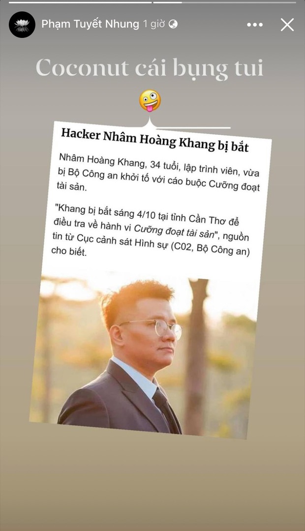 Cậu IT Nhâm Hoàng Khang bị bắt, con gái nuôi cố ca sĩ Phi Nhung chỉ nói 1 câu thể hiện rõ thái độ! - Ảnh 2. Cậu IT Nhâm Hoàng Khang bị bắt, con gái nuôi cố ca sĩ Phi Nhung chỉ nói 1 câu thể hiện rõ thái độ! - Ảnh 2.