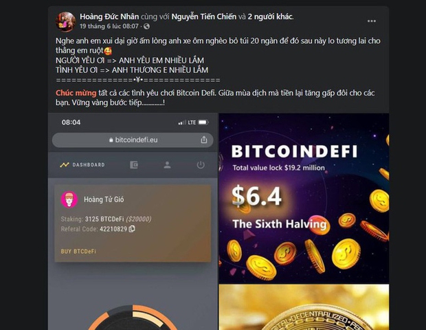 Hoàng Tử Gió Hoàng Đức Nhân từng có quan hệ mật thiết với thủ lĩnh BitcoinDeFi - sàn tiền ảo khiến nhiều người tán gia bại sản - Ảnh 1. Hoàng Tử Gió Hoàng Đức Nhân từng có quan hệ mật thiết với thủ lĩnh BitcoinDeFi - sàn tiền ảo khiến nhiều người tán gia bại sản - Ảnh 1.