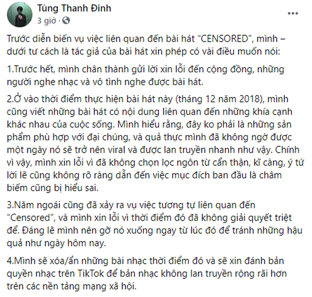 Rapper King Of Rap lên tiếng xin lỗi và hứa sẽ gỡ bỏ bản rap cổ súy chuyện loạn luân: Không ngờ 1 ngày nó lại viral đến vậy - Ảnh 1. Rapper King Of Rap lên tiếng xin lỗi và hứa sẽ gỡ bỏ bản rap cổ súy chuyện loạn luân: Không ngờ 1 ngày nó lại viral đến vậy - Ảnh 1.