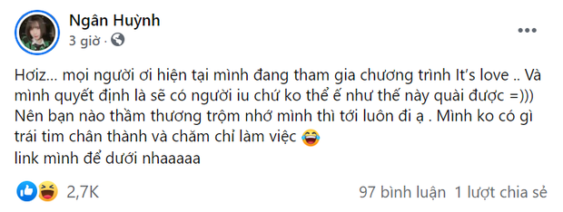 Ngân Sát Thủ chính thức thông báo đi tìm người yêu mới, tuyên bố với các fan rằng không có gì ngoài trái tim chân thành - Ảnh 2.