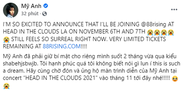 Mỹ Anh quá đỉnh: Chuẩn bị sang Mỹ hát chung sân khấu với CL (2NE1), hoàng tử lofi cùng 1 loạt nghệ sĩ indie nổi tiếng thế giới - Ảnh 1. Mỹ Anh quá đỉnh: Chuẩn bị sang Mỹ hát chung sân khấu với CL (2NE1), hoàng tử lofi cùng 1 loạt nghệ sĩ indie nổi tiếng thế giới - Ảnh 1.