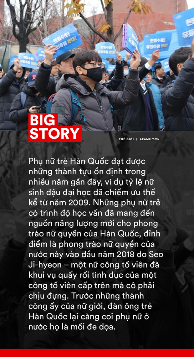 Bùng nổ phong trào chống nữ quyền của thanh niên Hàn Quốc: Áp lực xã hội dẫn đến tâm lý nạn nhân, đứng lên đòi công bằng cho nam giới? - Ảnh 7. Bùng nổ phong trào chống nữ quyền của thanh niên Hàn Quốc: Áp lực xã hội dẫn đến tâm lý nạn nhân, đứng lên đòi công bằng cho nam giới? - Ảnh 7.