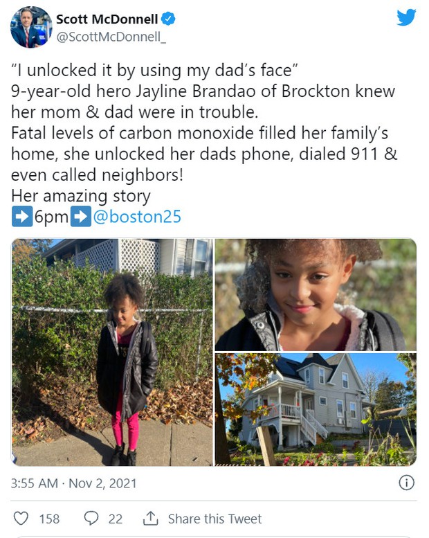 Bé gái 9 tuổi cứu cả gia đình nhờ dùng iPhone và khuôn mặt của người bố để gọi cấp cứu - Ảnh 2.