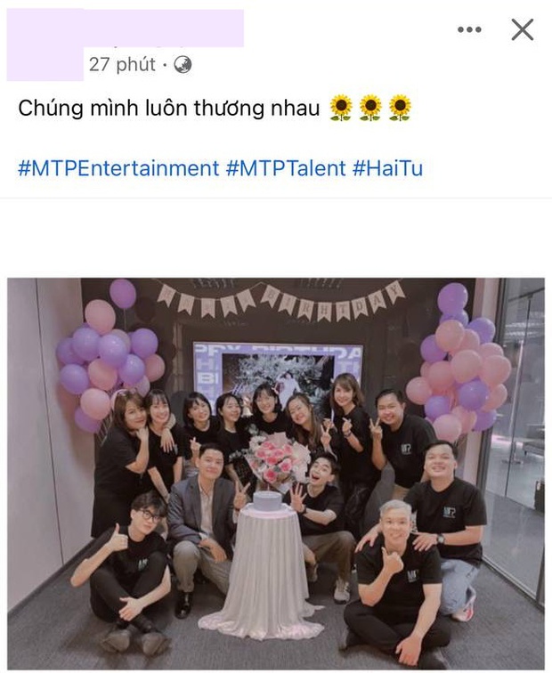 Hải Tú mừng sinh nhật cùng công ty, netizen chắc nịch Chủ tịch Sơn Tùng là người chụp ảnh? - Ảnh 1.