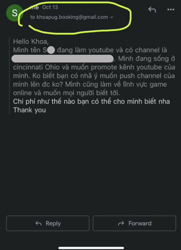 Khoa Pug bị một YouTuber ở Mỹ tố thiếu chuyên nghiệp khi không rep mail, nội dung thế nào mà được netizen quay xe bênh vực - Ảnh 2. Khoa Pug bị một YouTuber ở Mỹ tố thiếu chuyên nghiệp khi không rep mail, nội dung thế nào mà được netizen quay xe bênh vực - Ảnh 2.