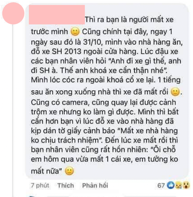 Động thái của nhà hàng liên tục để mất xe SH của khách: Càng khiến dân mạng phẫn nộ hơn bởi sự vô trách nhiệm? - Ảnh 3.