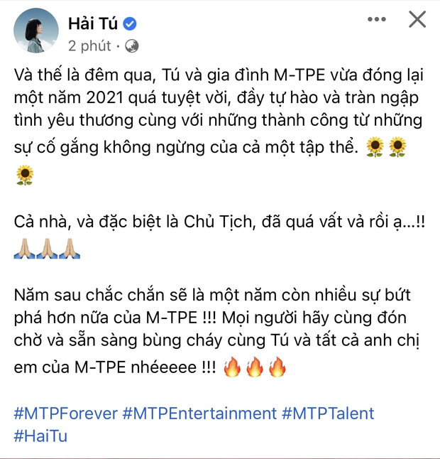 CỰC HOT: Hải Tú tung ảnh nét căng bên Sơn Tùng kèm lời nhắn đặc biệt: Chủ tịch đã quá vất vả rồi! - Ảnh 1. CỰC HOT: Hải Tú tung ảnh nét căng bên Sơn Tùng kèm lời nhắn đặc biệt: Chủ tịch đã quá vất vả rồi! - Ảnh 1.