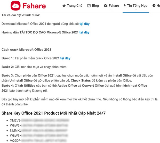 Khó hiểu: FPT Shop bán Office bản quyền, Fshare lại đăng hướng dẫn crack Office 2021 công khai - Ảnh 1.