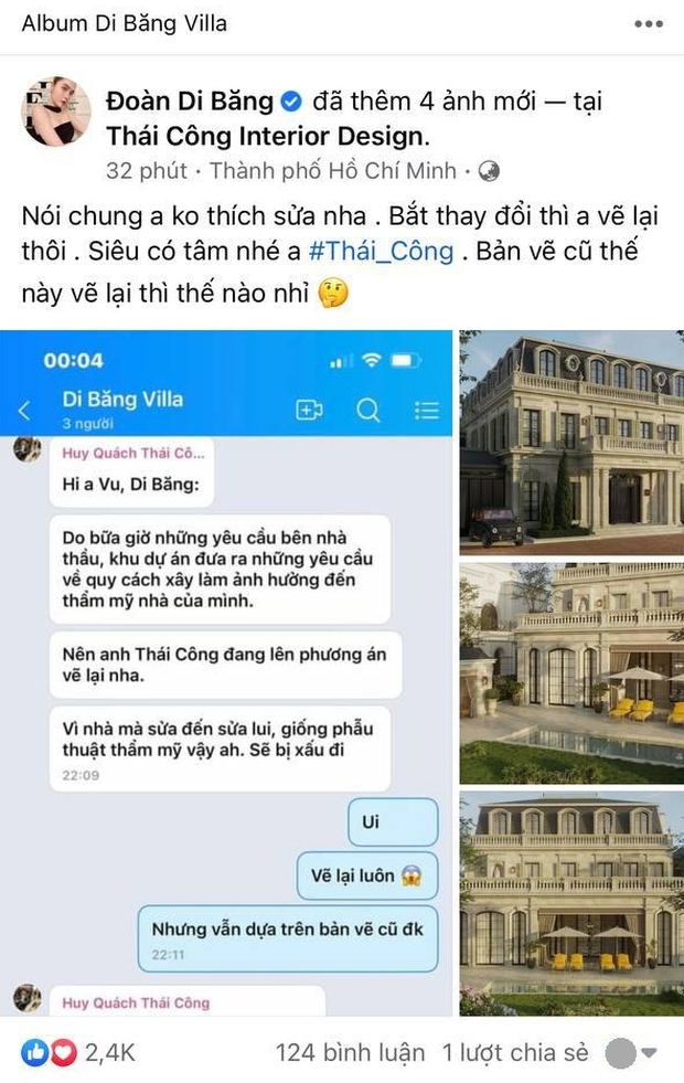 Thái Công dứt khoát vẽ lại bản thiết kế biệt thự 7,5 tỷ cho Đoàn Di Băng, tuyên bố: Nhà sửa như phẫu thuật thẩm mỹ, sẽ xấu đi! - Ảnh 2. Thái Công dứt khoát vẽ lại bản thiết kế biệt thự 7,5 tỷ cho Đoàn Di Băng, tuyên bố: Nhà sửa như phẫu thuật thẩm mỹ, sẽ xấu đi! - Ảnh 2.