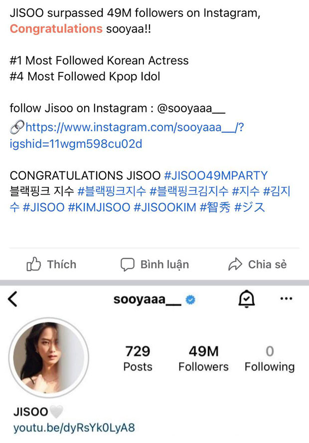 Jisoo vượt mặt Rosé, trở thành idol có lượng follower trên Instagram cao thứ 3 Kpop - Ảnh 3.