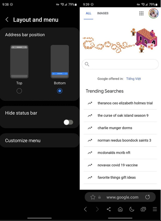 Nối gót Apple, Samsung đặt thanh địa chỉ xuống dưới trình duyệt web trên smartphone - Ảnh 2.