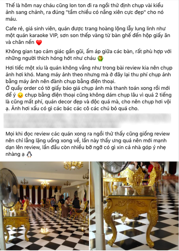 Quán cà phê mạ vàng ở Hà Nội khiến dân tình tranh cãi nảy lửa: Người khen sang trọng, kẻ lại chê sến súa, không biết đẹp chỗ nào - Ảnh 6. Quán cà phê mạ vàng ở Hà Nội khiến dân tình tranh cãi nảy lửa: Người khen sang trọng, kẻ lại chê sến súa, không biết đẹp chỗ nào - Ảnh 6.